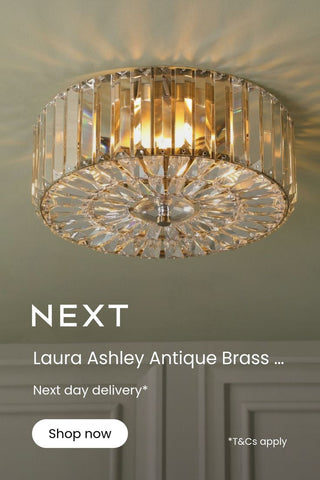 Laura Ashley Fernhurst 3 Light Flush Crystal and Antique Brass