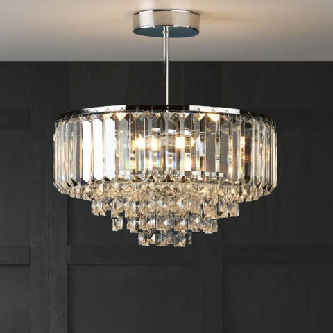 Laura Ashley Vienna 3 Light Semi-Flush Polished Chrome and Crystal