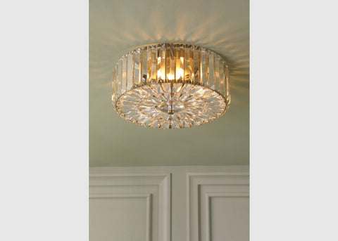 Laura Ashley Fernhurst 3 Light Flush Crystal and Antique Brass
