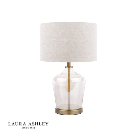 Laura Ashley Ockley Table Lamp Antique Brass and Champagne Glass With Shade