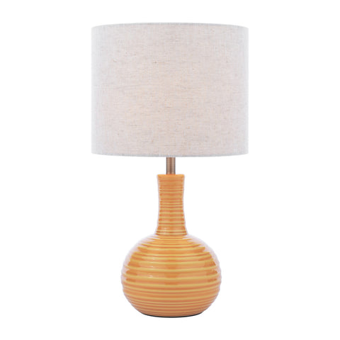 Laura Ashley Padley Table Lamp Yellow Ceramic and Antique Brass With Shade