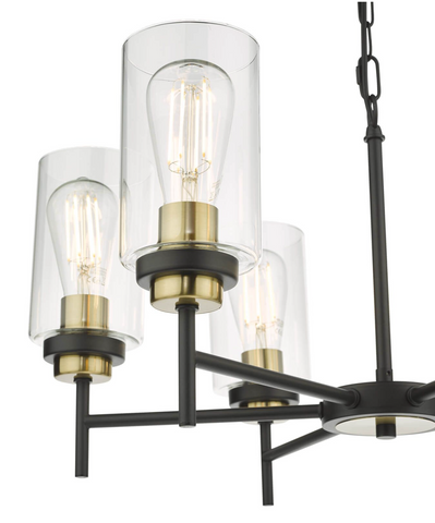 Abel 6 Light Pendant Satin Black Glass
