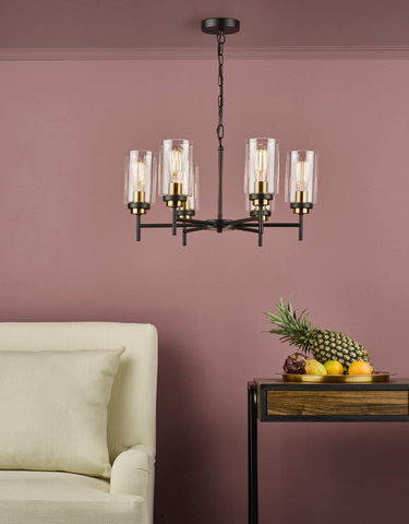 Abel 6 Light Pendant Satin Black Glass