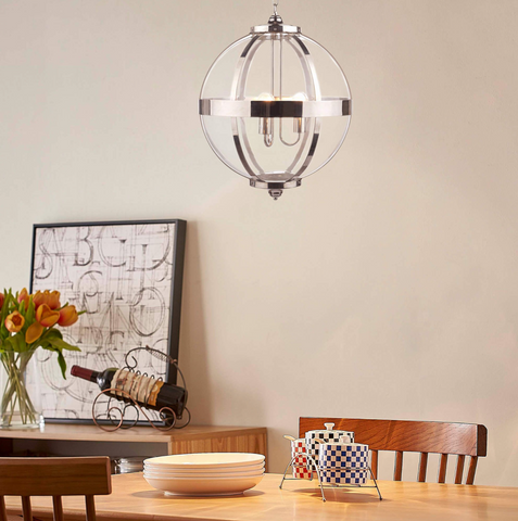 Laura Ashley Odiham 3 Light Pendant Polished Nickel Glass