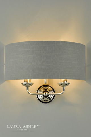 Laura Ashley Sorrento 2lt Wall Light Polished Nickel With Charcoal Shade