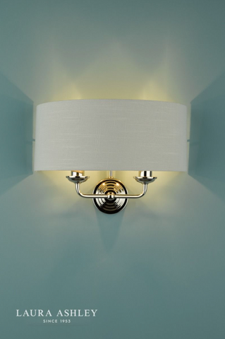 Laura Ashley Sorrento 2lt Wall Light Polished Nickel With Silver Shade