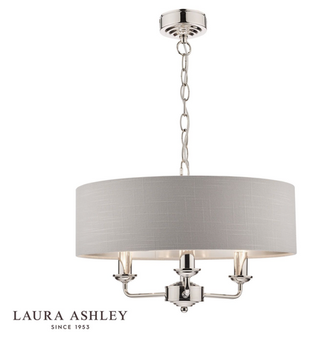 Laura Ashley Sorrento 3lt Pendant Polished Nickel With Silver Shade