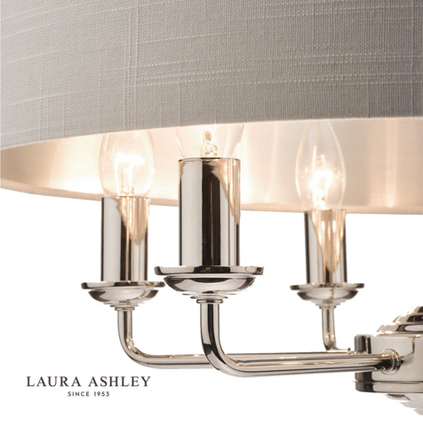 Laura Ashley Sorrento 6lt Pendant Polished Nickel With Silver Shade
