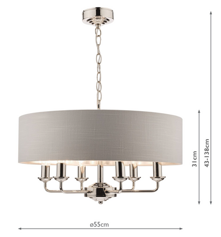 Laura Ashley Sorrento 6lt Pendant Polished Nickel With Silver Shade