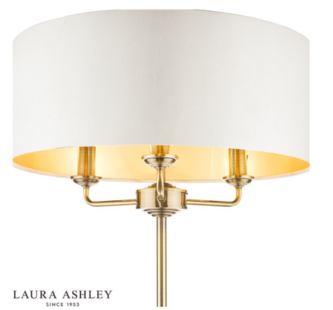 Laura Ashley Sorrento 3lt Floor Lamp Antique Brass With Ivory Shade