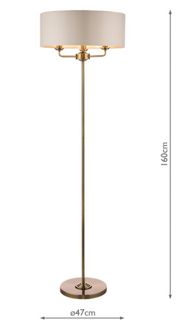 Laura Ashley Sorrento 3lt Floor Lamp Antique Brass With Ivory Shade
