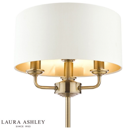 Laura Ashley Sorrento 3lt Table Lamp Antique Brass With Ivory Shade