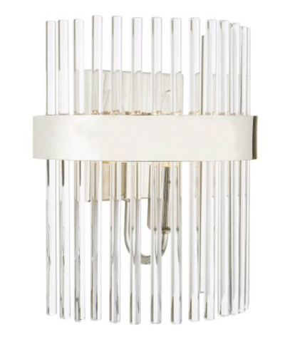 Laura Ashley Alexa 2lt Wall Light Polished Nickel Glass