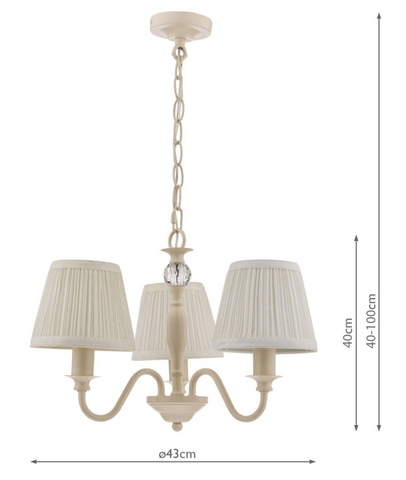 Laura Ashley Ellis 3lt Pendant Ivory With Shades