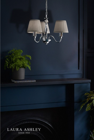 Laura Ashley Ellis 3lt Pendant Polished Chrome With Shades