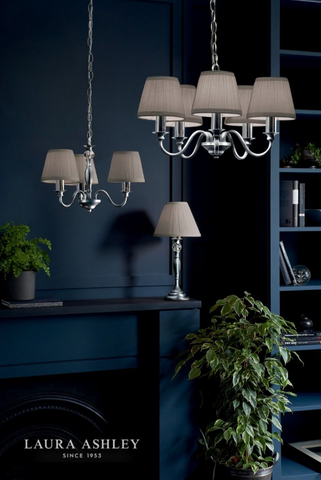 Laura Ashley Ellis 3lt Pendant Polished Chrome With Shades