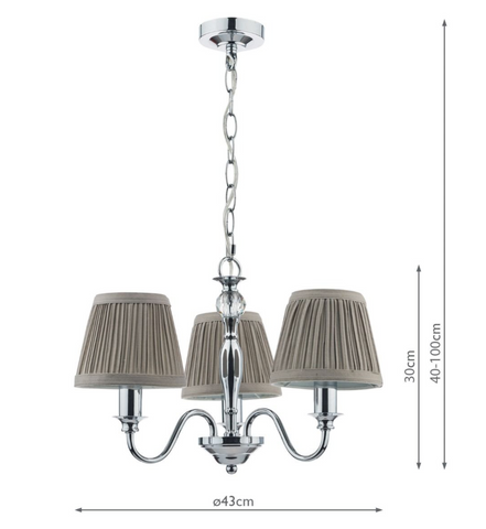 Laura Ashley Ellis 3lt Pendant Polished Chrome With Shades