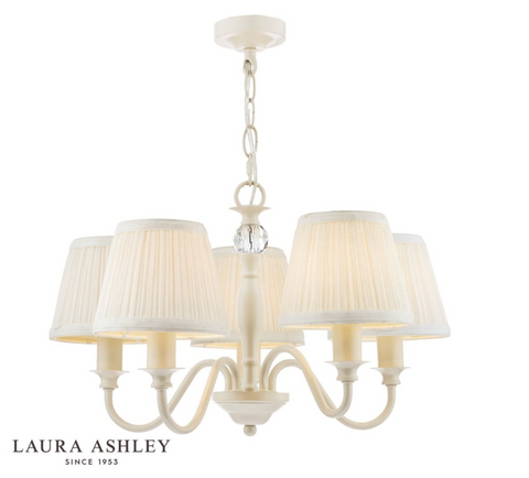 Laura Ashley Ellis 5lt Pendant Ivory With Shades