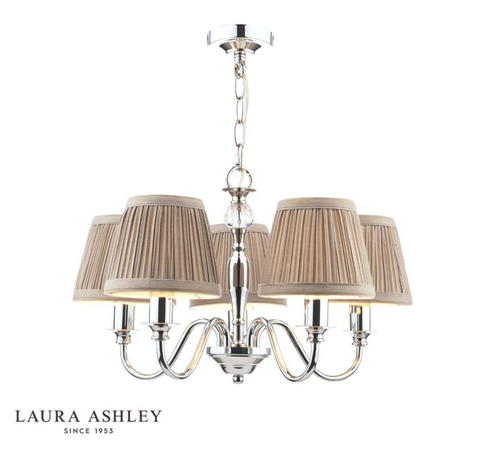 Laura Ashley Ellis 5lt Pendant Polished Chrome With Shades