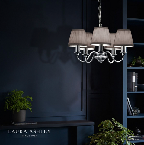 Laura Ashley Ellis 5lt Pendant Polished Chrome With Shades