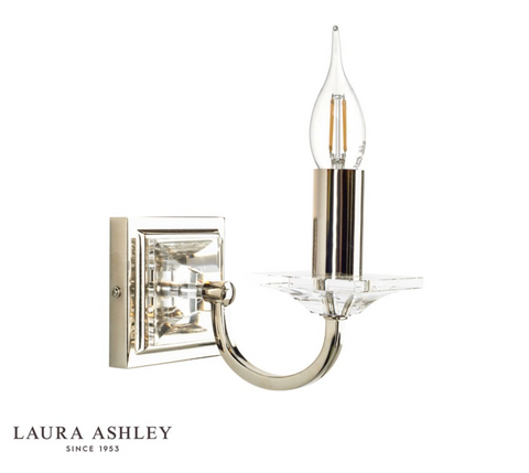 Laura Ashley Carson Wall Light Polished Nickel Glass