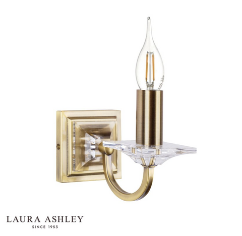 Laura Ashley Carson Wall Light Antique Brass Glass