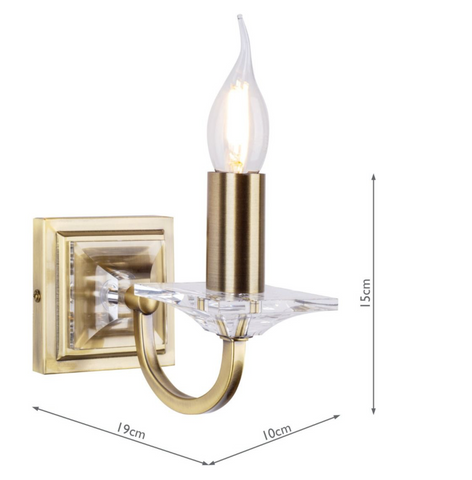 Laura Ashley Carson Wall Light Antique Brass Glass