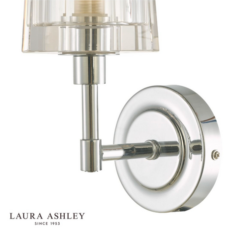 Laura Ashley Blake Bathroom Wall Light Crystal Polished Chrome IP44