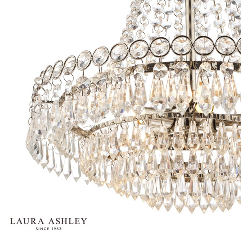 Laura Ashley Enid 5lt Chandelier Polished Nickel & Cut Glass