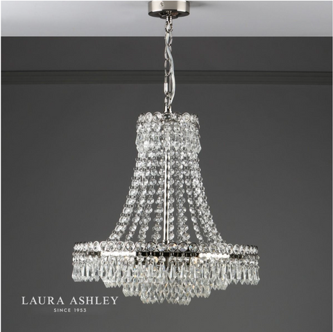 Laura Ashley Enid 5lt Chandelier Polished Nickel & Cut Glass