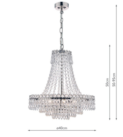 Laura Ashley Enid 5lt Chandelier Polished Nickel & Cut Glass
