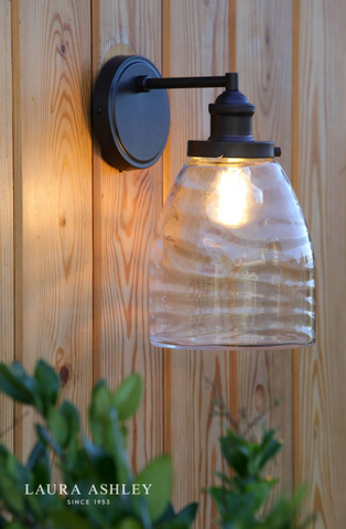 Laura Ashley Ainsworth Outdoor Wall Light Matt Grey Glass IP44