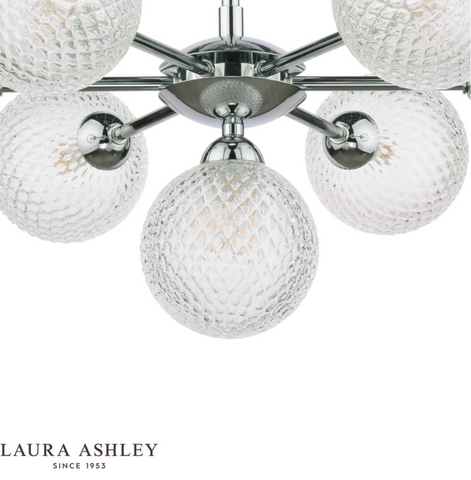 Laura Ashley Atherton 7lt Semi Flush Polished Chrome Glass