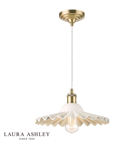 Laura Ashley Beca Large Pendant White Ceramic Antique Brass