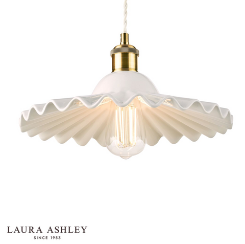 Laura Ashley Beca Large Pendant White Ceramic Antique Brass
