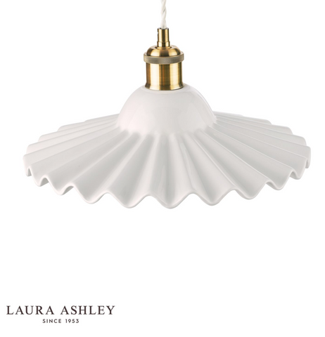 Laura Ashley Beca Large Pendant White Ceramic Antique Brass