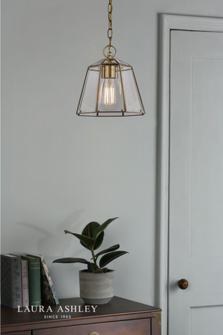 Laura Ashley Clayton Pendant Antique Brass Glass