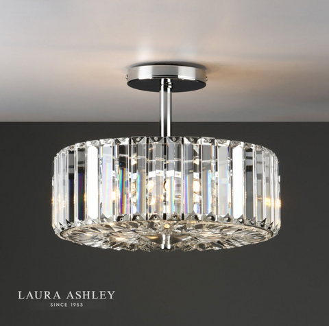 Laura Ashley Fernhurst 3lt Semi Flush Polished Chrome Glass