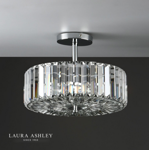 Laura Ashley Fernhurst 3lt Semi Flush Polished Chrome Glass