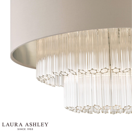 Laura Ashley Genevieve 5lt Pendant Grey Shade Glass