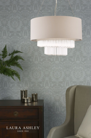 Laura Ashley Genevieve 5lt Pendant Grey Shade Glass