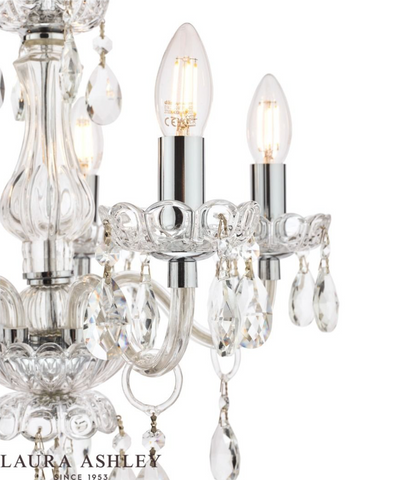 Laura Ashley Harriet 5 Light Crystal & Polished Chrome Chandelier