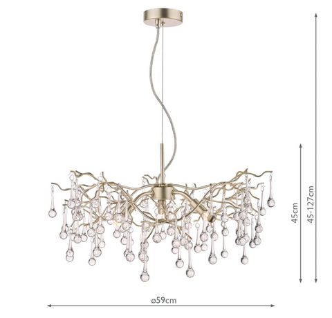 Laura Ashley Willow 3lt Pendant Champagne & Clear Crystal