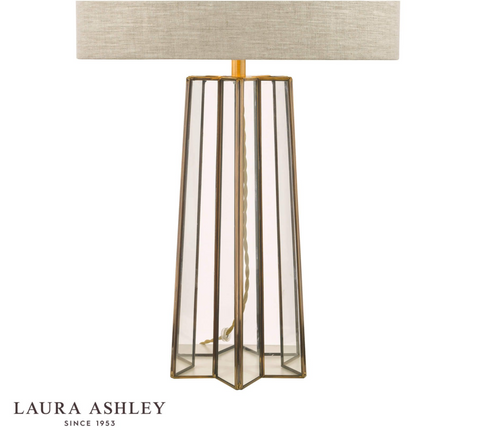 Laura Ashley Star Table Lamp Antique Brass Glass With Shade