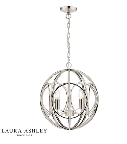 Laura Ashley Orbital 3lt Pendant Polished Nickel