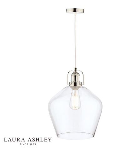 Laura Ashley Rye Pendant Polished Nickel Clear Glass