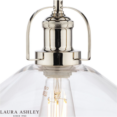 Laura Ashley Rye Pendant Polished Nickel Clear Glass