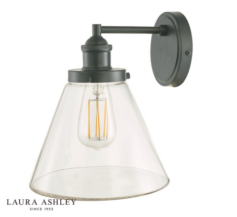 Laura Ashley Isaac Outdoor Wall Light Charcoal Glass IP44