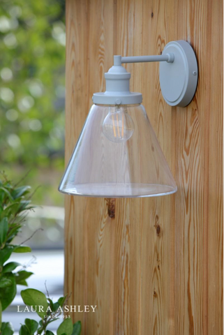 Laura Ashley Isaac Outdoor Wall Light Pale Slate Grey Glass IP44