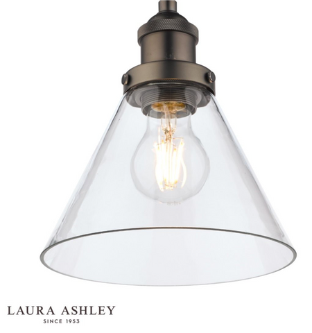 Laura Ashley Isaac Pendant Industrial Nickel Glass